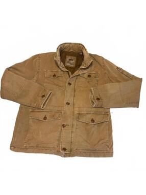 LEVI'S Field Jacket Men's Large Full Zip Tan RipStop Quilted Hooded Workwear